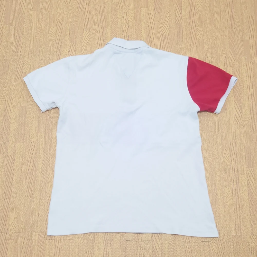 Tommy Hilfiger Short Sleeve Polo Shirt Men's Small White Spell Out Logo Button - Picture 7 of 9